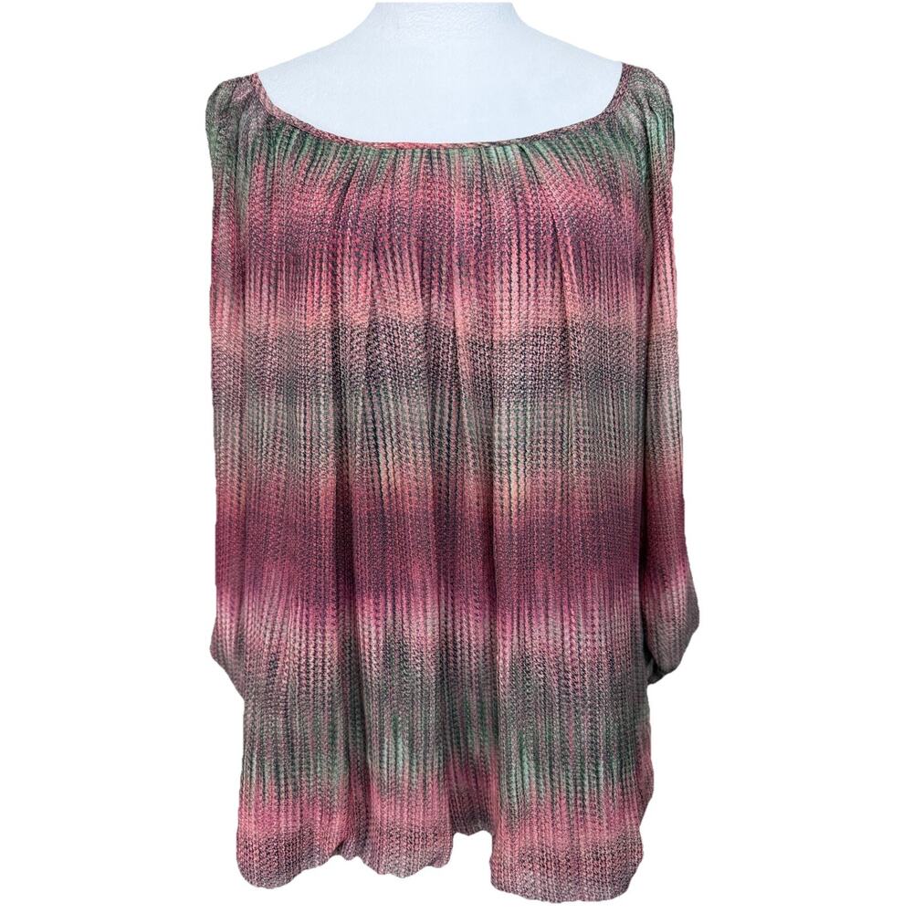 Rebecca Malone Women's Plus Sz 2X‎ 3/4 Split Sleeves Multicolor Ombre' Stripes
